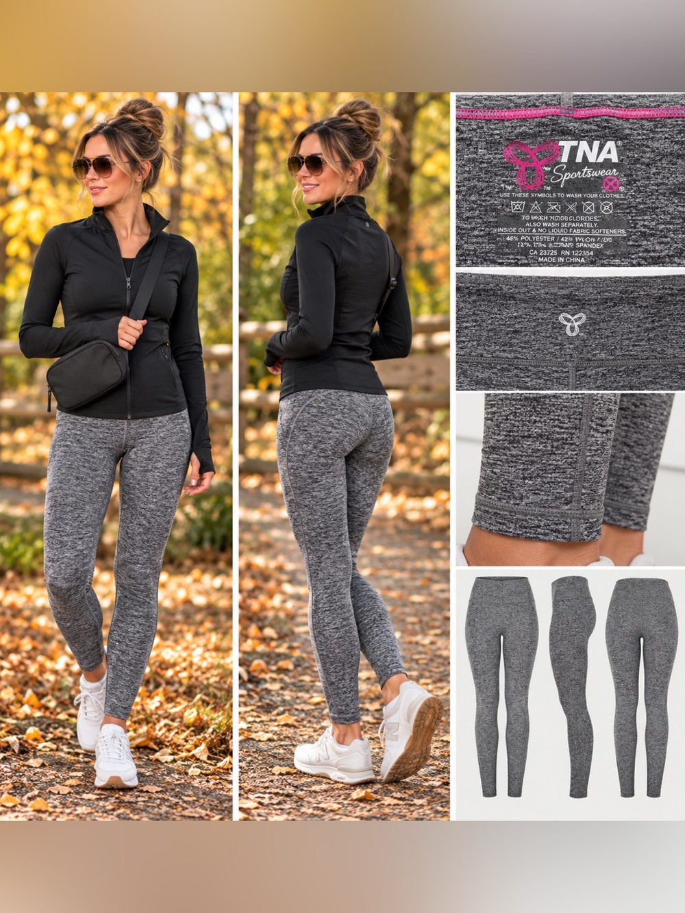 TNA Aritzia Sportwear Grey Space Dye High Rise Leggings Stretch Athletic